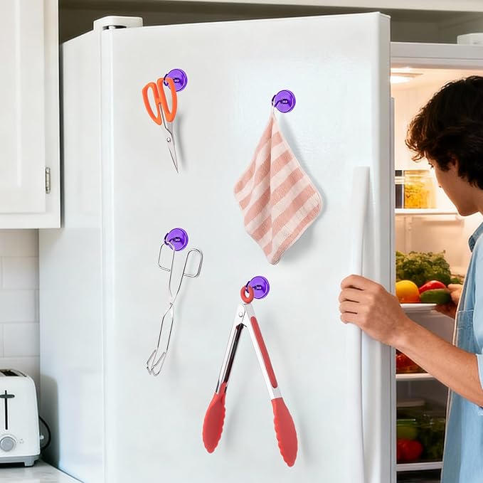 FINDMAG Magnetic Hooks for Cruise Cabins, 110lbs Magnetic Hooks for Classroom, Fridge Magnets, Strong Magnets Heavy Duty for Classroom Decor, Locker Organizer, Camping Essentials, 6 Pack, Purple
