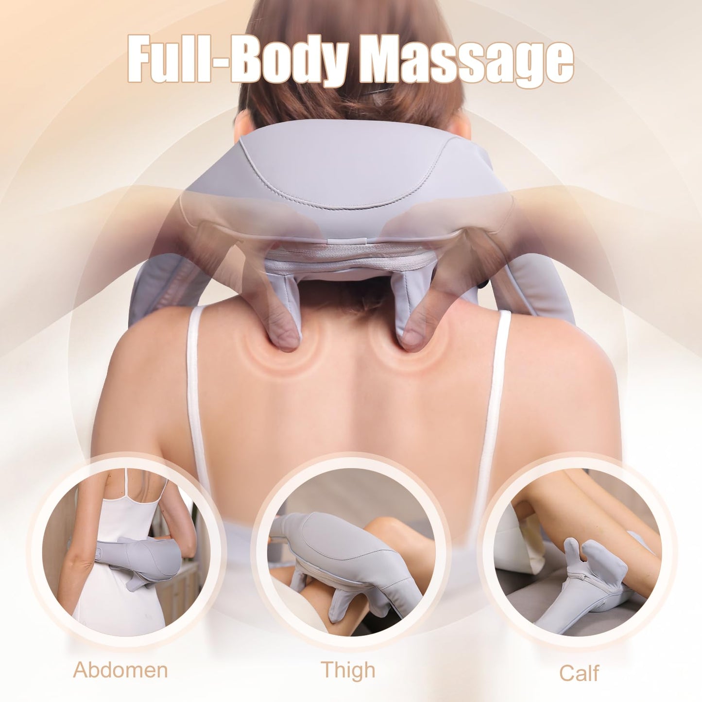 MASGRE Electric Shiatsu Back and Neck Massager, Cordless Shoulder Massager with Heat, Deep Tissue 3D Kneading Massage Pillow for Shoulder, Leg, Body Muscle Pain Relief, Gifts for Men Women