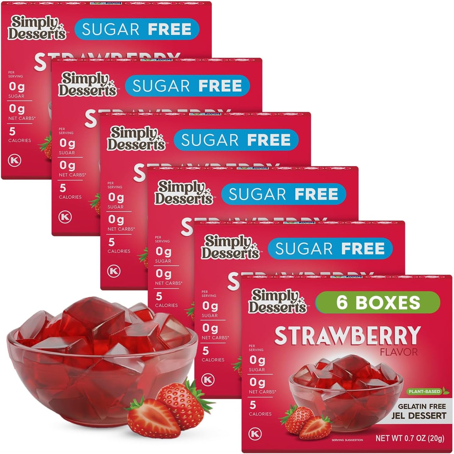 Simply Desserts Sugar-Free Strawberry Jel, 6-Pack – Gluten-Free Dessert, Vegan, Diabetic Friendly, Keto & Kosher, 1.7 Oz Ea