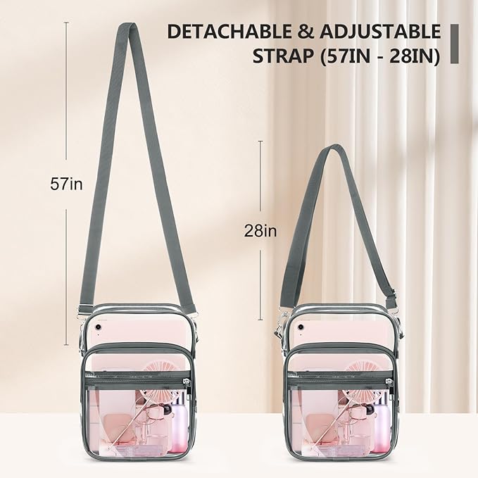 Blvornl Clear Crossbody Bag with Adjustable Shoulder Strap, Stadium Approved PVC Purse Bag, Messenger Bag