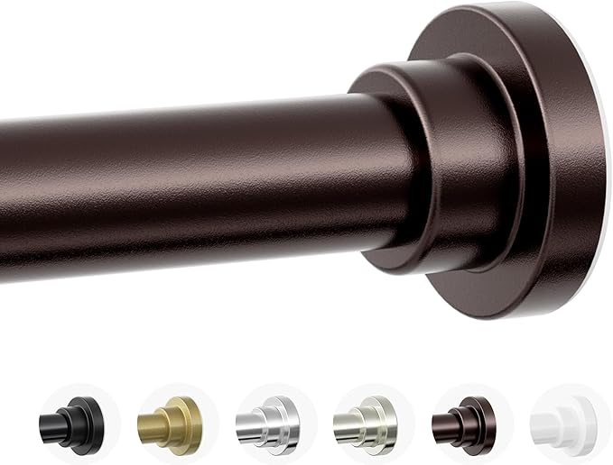 Mcrbeay Shower Curtain Rod, 1" Diameter Heavy Duty Tension Shower Rod, Non Slip Adjustable 28-102 inch No Drilling Shower Curtain Rods Spring Tension For Bathroom, Shower Stall, No Rust, Bronze