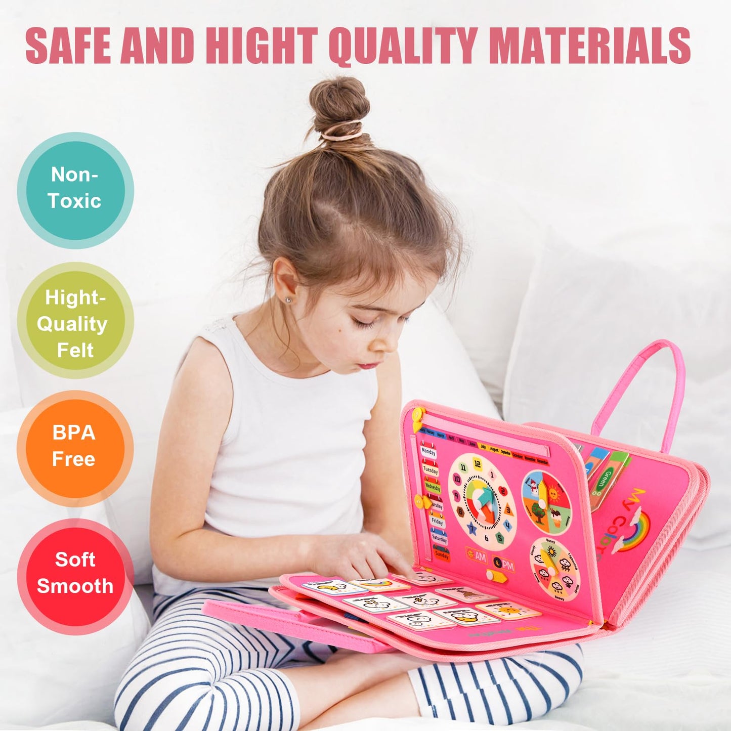 Hooku Busy Board for 1 Year Old, Montessori Toys for 2 Year Old, Baby Sensory Toy for Toddlers 1-3, Fine Motor Toy, Toddler Travel Toys, Toddler Learning Activities,Birthday Gifts for Baby Boy Girl