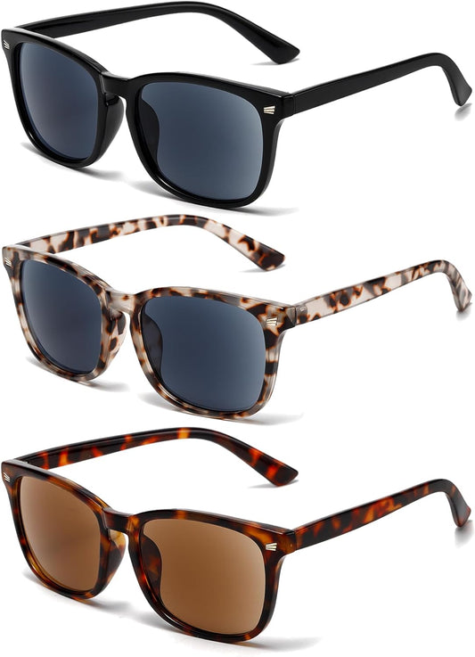 3 Pack Reader Sunglasses For Women Classic Retro Reading Sunglasses UV400 With Metal Hinge