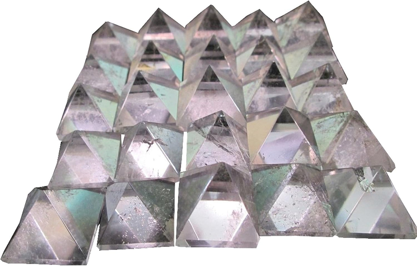 WholesaleGemShop Beautiful Lot of 10 Pieces Clear Crystal Quartz Gemstone Pyramids for Crystal Reiki Vaastu Healing