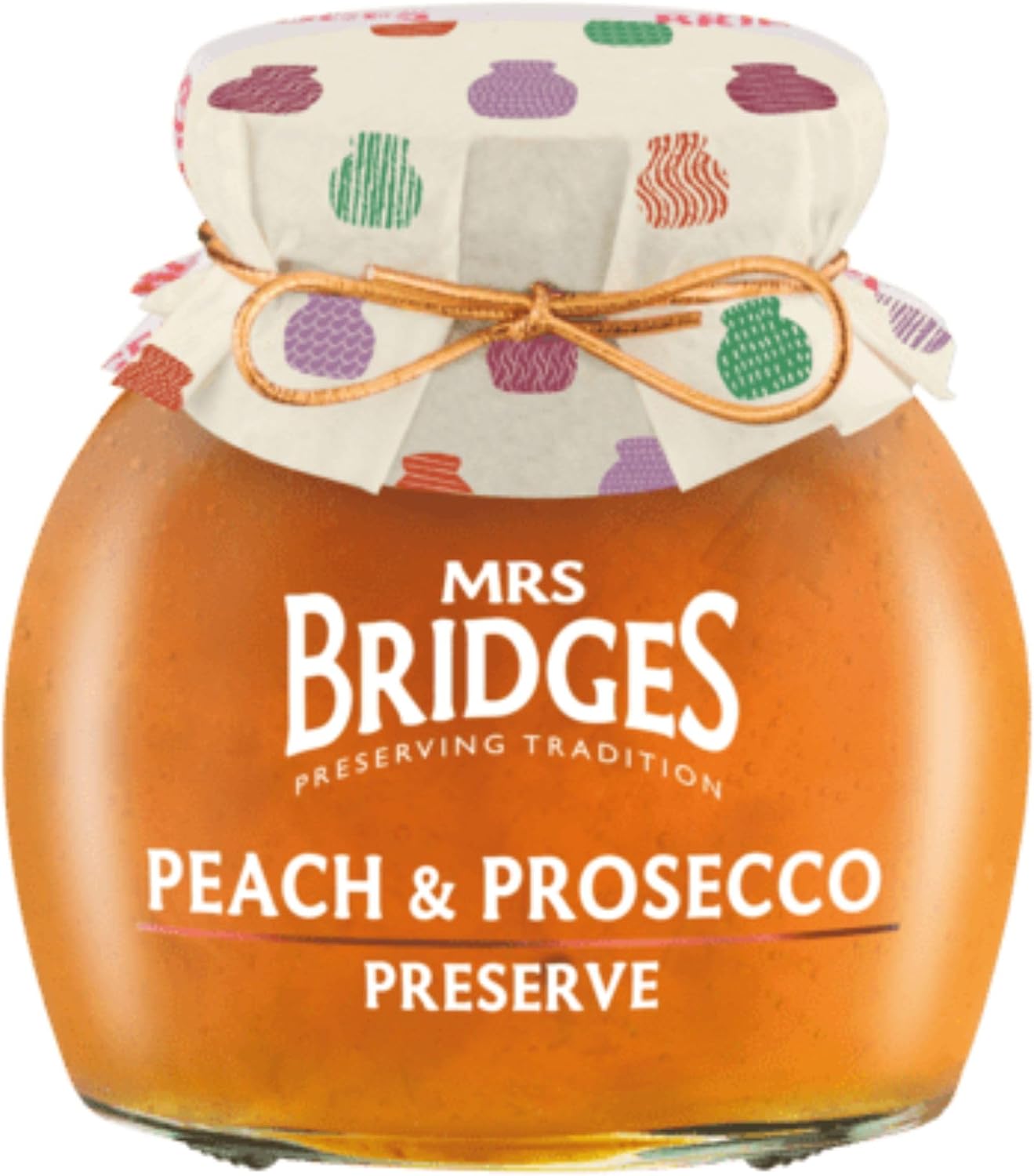 Mrs Bridges Peach & Prosecco Preserve, Made in Scotland, 12oz Jar (Pack of 1)