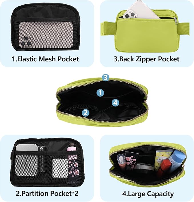 VOROLO Fanny Pack For Women And Men Crossbody Bag Belt Bag with Adjustable Strap Graduation Gifts Grass Green