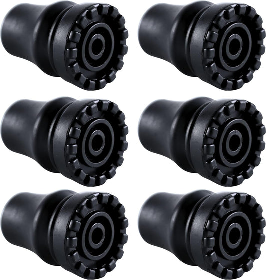 6 Pack Rubber Cane Tips, Heavy Duty 3/4 Inch Anti-Slip Rubber Cane Tips, Crutches Accessories for Canes, Walking Sticks, Hiking Sticks, Seniors Crutches, Black