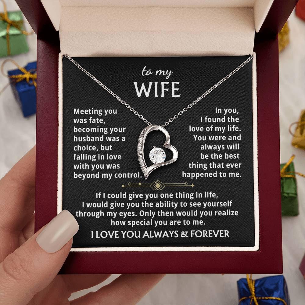 Momavo Husband's Love Necklace, Eternal Gift in Luxury Box, LED Light, 14k White Gold Finish for Christmas, Birthday, Valentine's Day
