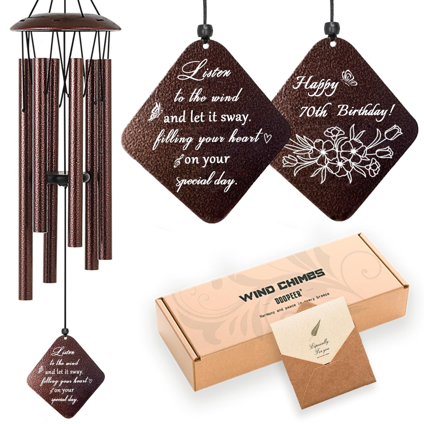 Doopeer 70th Birthday Gifts for Women, 32” Wind Chimes 70 Year Old Birthday Gifts for Mom Grandma Wife