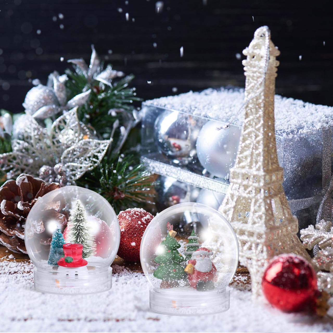 BESTOYARD 30 Pcs Snow Globe Jar 3-Inch DIY Party Favor Dome Clear Snow Earth for Ornaments,Plant Terrariums Wedding Snowglobes Outdoor Plastic