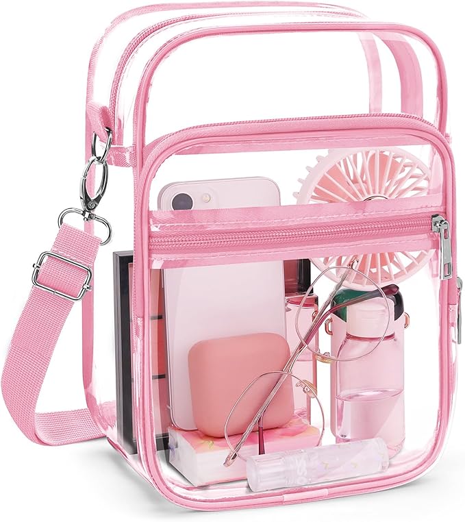 Blvornl Clear Crossbody Bag with Adjustable Shoulder Strap, Stadium Approved PVC Purse Bag, Messenger Bag