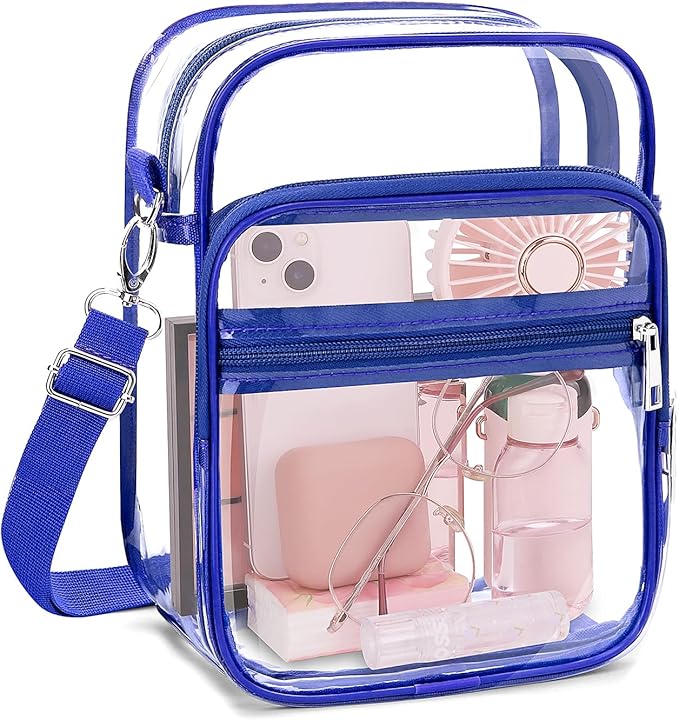 Blvornl Clear Crossbody Bag with Adjustable Shoulder Strap, Stadium Approved PVC Purse Bag, Messenger Bag
