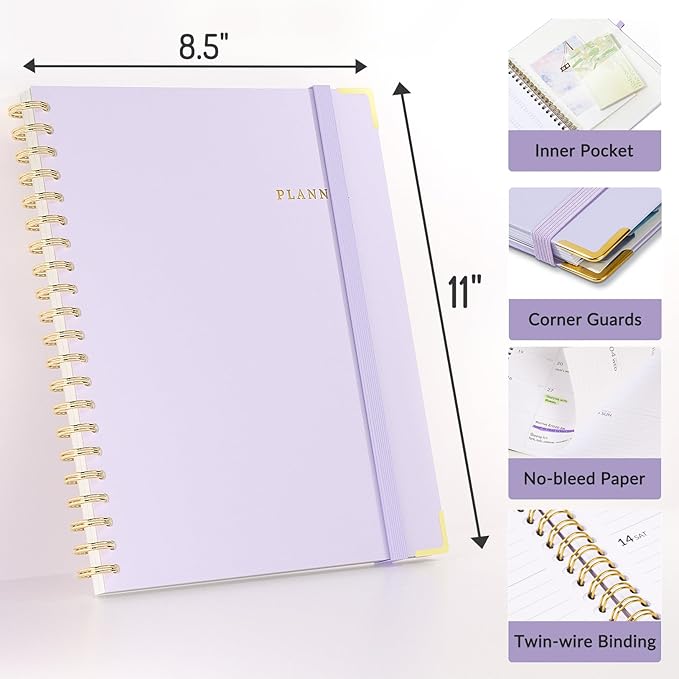 2026 Planner, Forvencer Calendar Planner Weekly and Monthly, Jan 2026-Dec 2026, 8.5" X 11", Hardcover Agenda Book, Daily Journal Organizer with Inner Pocket, Notebook for Office School, A4, Blue