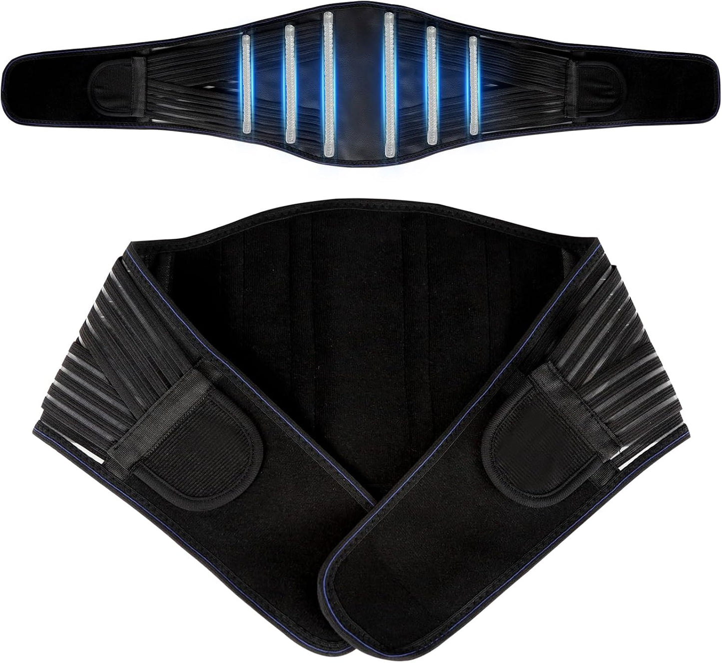Back Brace for Lower Back Pain Relief, Lumbar Support Belt for Men&Women for Work, Breathable Back Support Belt with 6 Flexible Spring, 2 Elastic Bands For Sciatica, Herniated Disc, Scoliosis (Large)