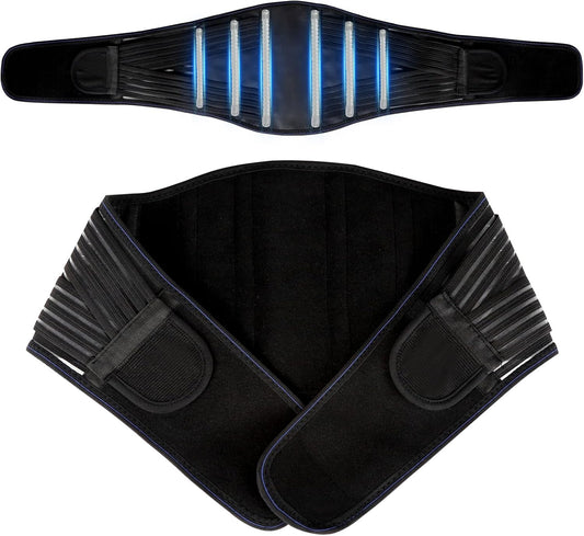 Back Brace for Lower Back Pain Relief, Lumbar Support Belt for Men&Women for Work, Breathable Back Support Belt with 6 Flexible Spring, 2 Elastic Bands For Sciatica, Herniated Disc, Scoliosis (Large)