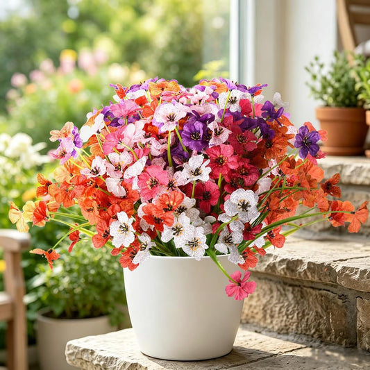 12 Bundles Artificial Flowers Faux Plants Outdoor Fake Flowers Spring Decor,Realistic Plastic Plant Colorful Daisy UV Resistant Outside Garden Front Door Porch Patio Window Box (12, Colorful)