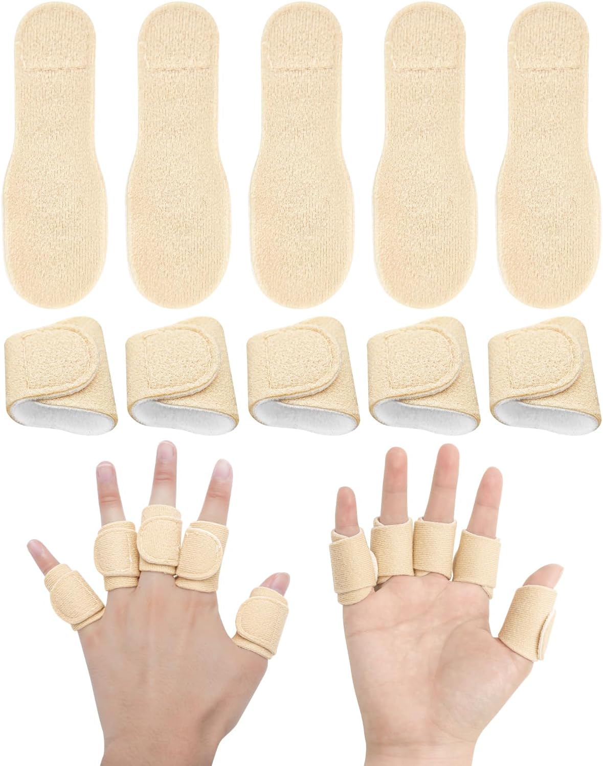 10pcs Castor Oil Pack Wrap for Fingers, Reusable Castor Oil Compress Pack for Finger and Thumb, Soft Organic Cotton, Self Adhesive Adjustable Finger Wraps