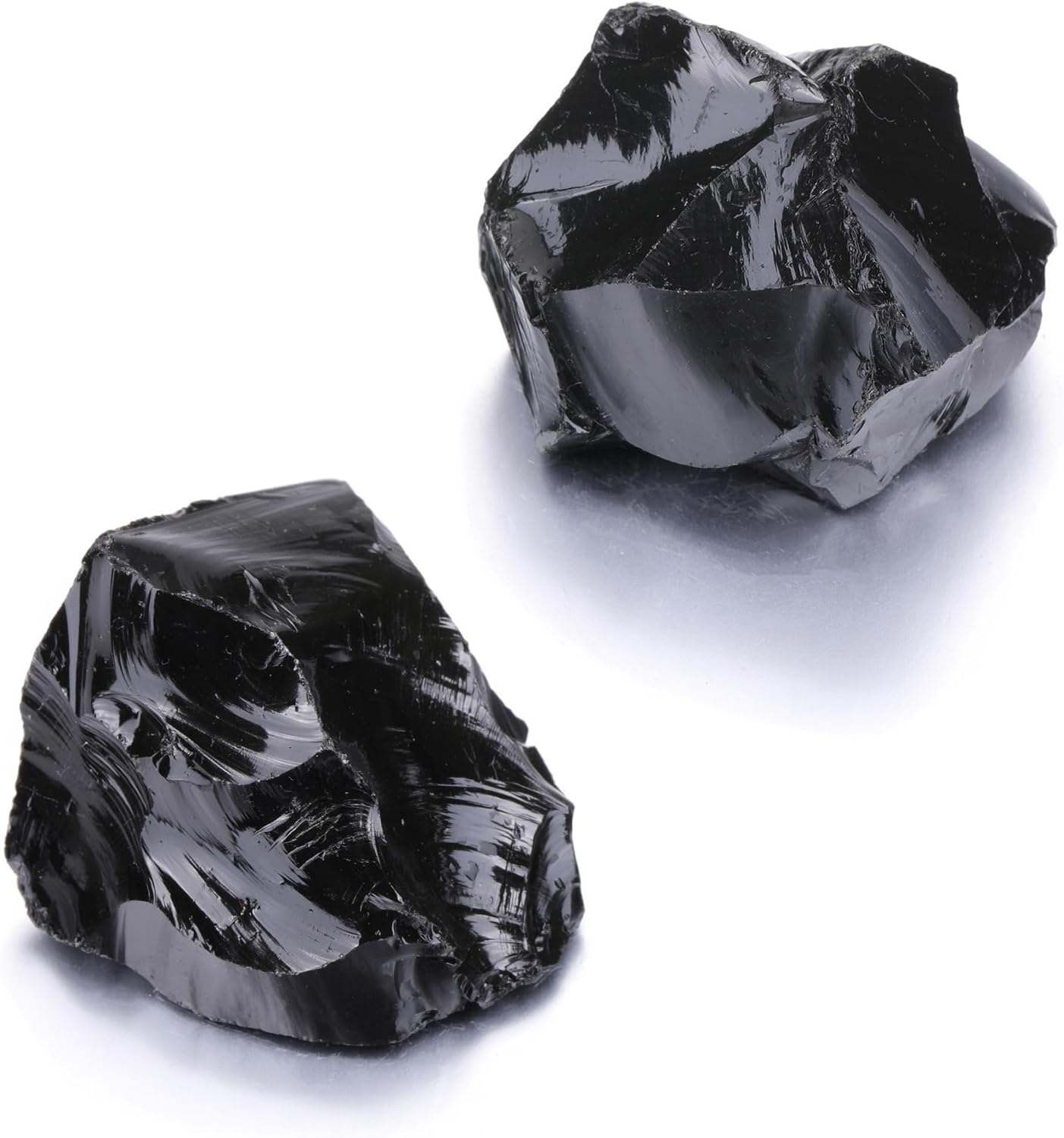 PESOENTH Obsidian,2pc 1.57"-2.17" Large Raw Black Obsidian Crystals Healing Stones,Natural Gemstones Rocks for Tumbling,Fountain Rocks,DIY Decoration Wicca & Reiki Spiritual Gifts