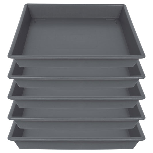 NIMYAU Square Plant Saucer 12 Inch 5 Pack, Plant Stand Plant Trays for Pots Heavy Duty Gray Plastic Plant Saucers for Indoors Outdoors, Flower Pot No Holes Plant Lover Gardening Gifts