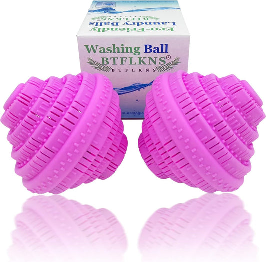 Eco-Friendly Laundry Balls, Premium Washing Ball, Add Double The Ceramic Balls Again, 2000 Times Super Laundry Balls, All Natural No-Chemical Detergent(Large,Pink)