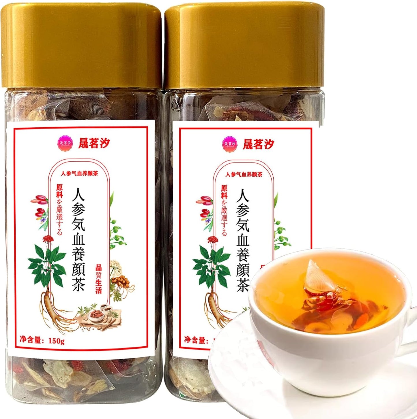 Ginseng Longan Rose Red Date Beauty Tea 300g (30bags) Jujube Fruit Goji Berry Tea Bags Women's Ginseng Eight Treasures Tea Red Date Longan Goji Berry Roses Wolfberry Angelica Astragalus Chinese Herbal No addition Caffeine Free 人参气血养颜茶 美容茶
