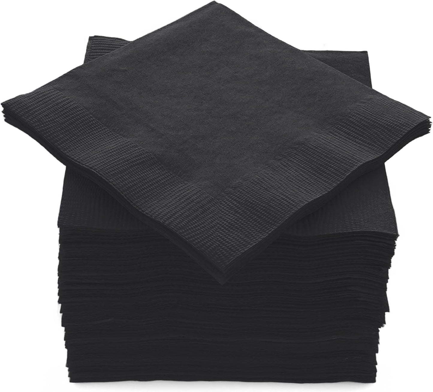 100 Pack Black Beverage Napkins, Big Party Pack, 2 Ply, Ideal for Wedding, Party, Birthday, Dinner, Lunch, Cocktails. (5” x 5”) by Amcrate