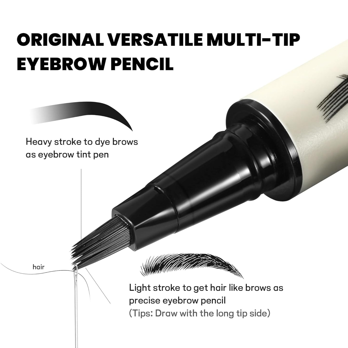 2 Pack Microblading Eyebrow Pen and Brow Tint for Women with Angled Brush & Dip to Effortlessly Create Natural Hair Like Brows, Waterproof Fast Eye Brow Makeup Pencil, Last All Day (Charcoal Grey)