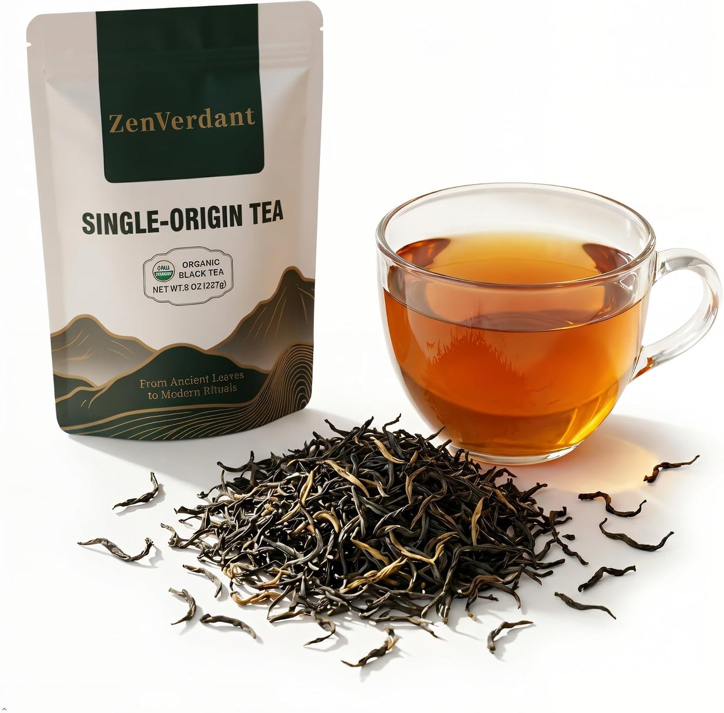 ZenVerdant USDA Organic Lapsang Souchong Black Tea – 8oz Loose Leaf Whole Tea | Authentic Pine-Smoked Flavor | Rich & Bold | Premium Organic Black Tea for Brewing, Gifting & Daily Wellness Rituals