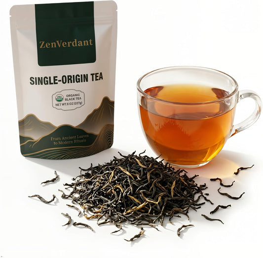 ZenVerdant USDA Organic Lapsang Souchong Black Tea – 8oz Loose Leaf Whole Tea | Authentic Pine-Smoked Flavor | Rich & Bold | Premium Organic Black Tea for Brewing, Gifting & Daily Wellness Rituals
