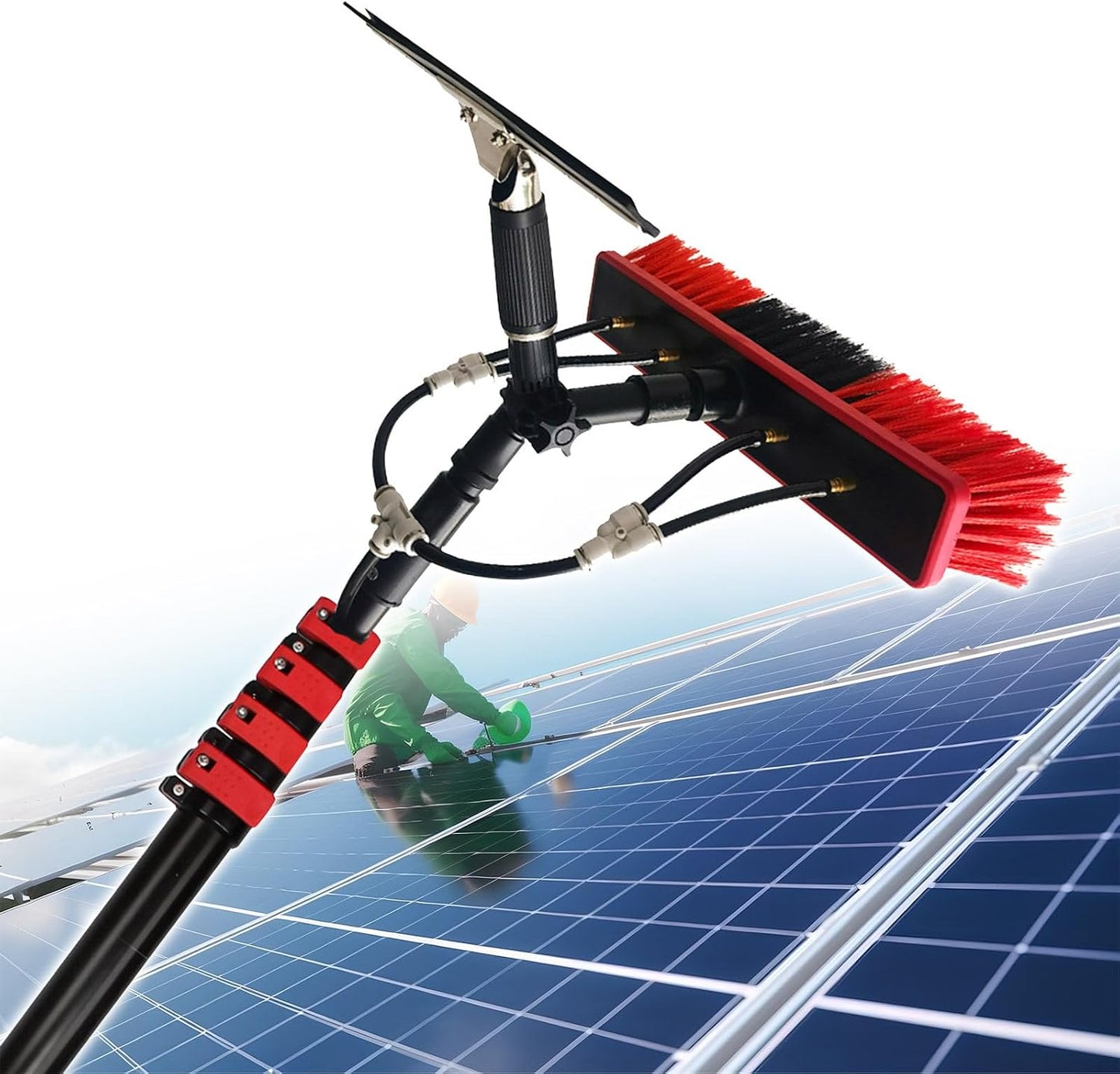 Water Fed Poles Kit, High Window Cleaning Brush Kit with Extension Handle, Solar Panel Cleaner Brush and Poles Kit,9m/30ft
