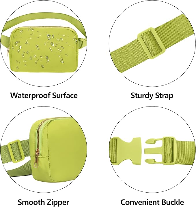 VOROLO Fanny Pack For Women And Men Crossbody Bag Belt Bag with Adjustable Strap Graduation Gifts Grass Green