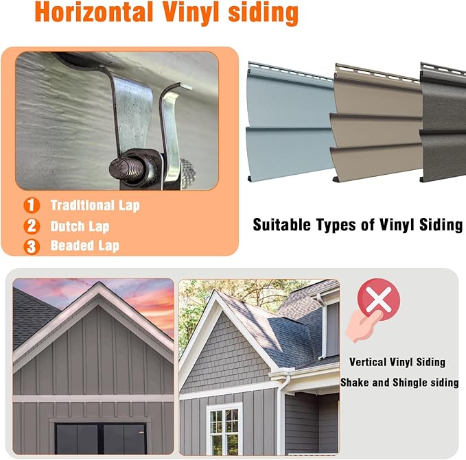 14 Pcs Vinyl Siding Hooks, Stainless Steel No-Hole Hangers for Hanging Wreaths & Outdoor Decor, Low Profile Siding Clips, Easy Installation, No Tools Needed (14, Sliver)