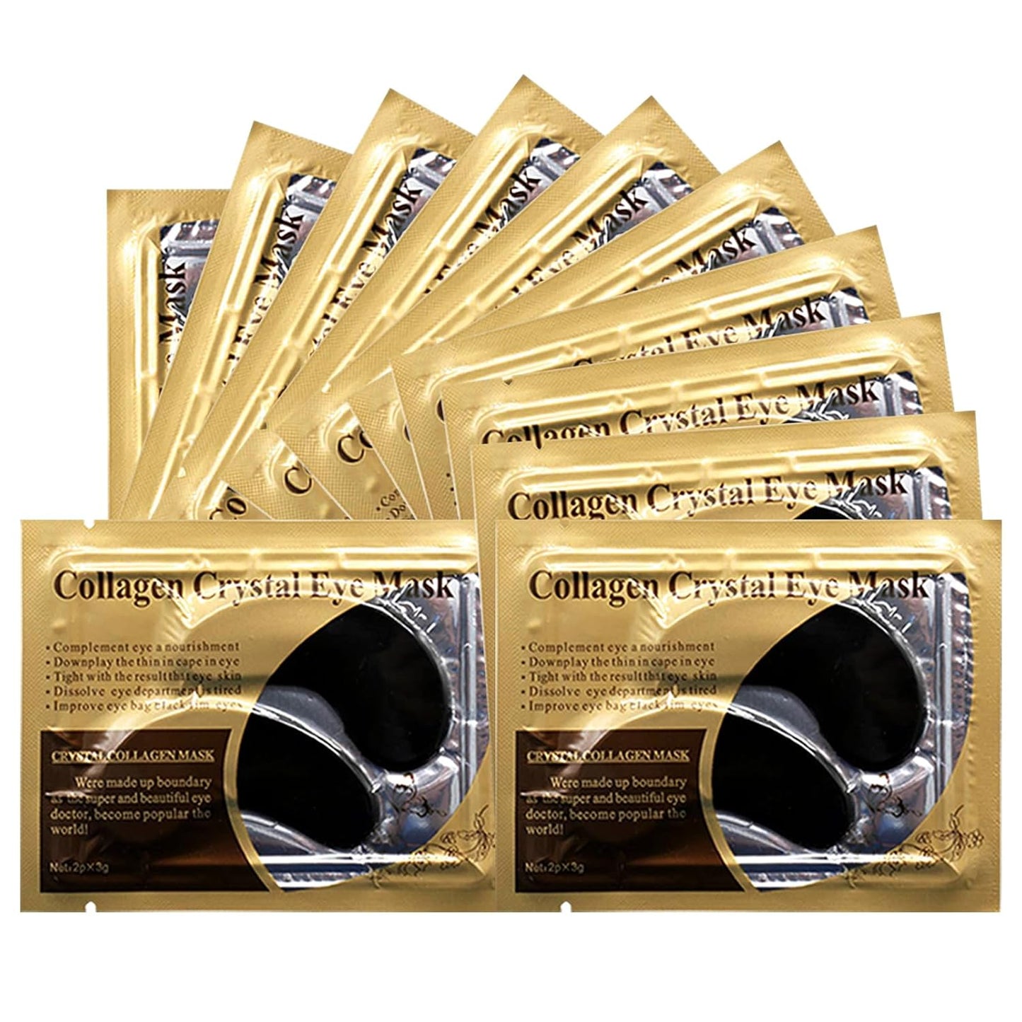 Black Collagen Eye Mask, 30 Pairs Crystal Gold Under Eye Patches For Puffy Eyes and Dark Circles â Look Less Tired and Reduce Wrinkles and Fine Lines (Black)