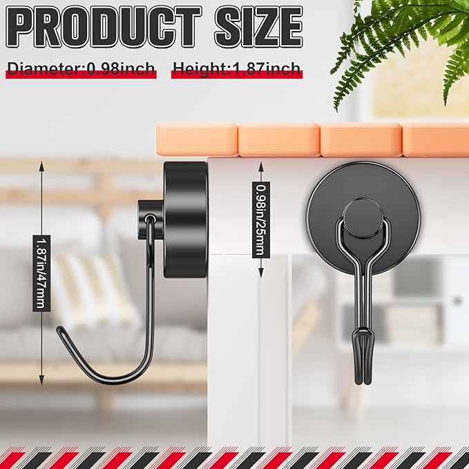 FINDMAG 60LBS Swivel Swing Magnetic Hooks, Heavy Duty Neodymium Hooks for Hanging, Strong Magnetic Hooks for Refrigerator, Kitchen, Office, Garage, Locker, Cruise, Home Storage - 8 Pack