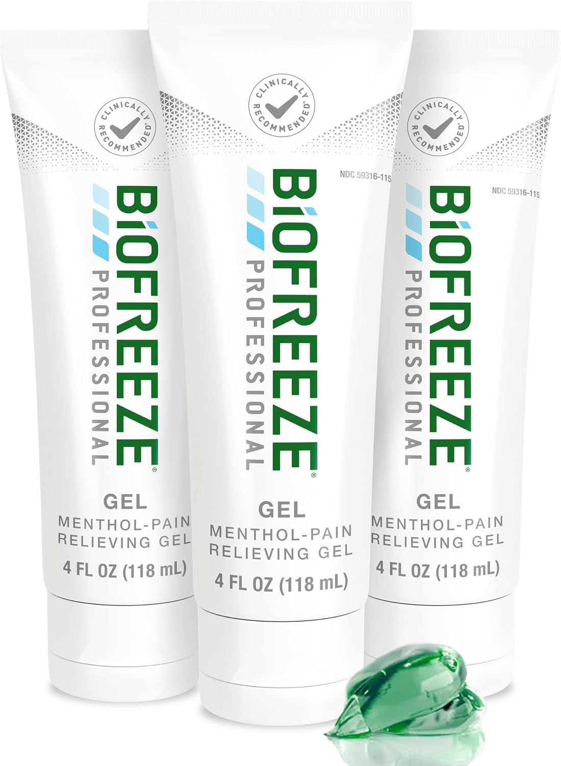 Biofreeze Professional Pain Relief Gel, 4 oz Tube (3-Pack) - Fast, Cooling Relief for Arthritis, Muscle Soreness, Joint, Back, Neck, Knee Pain & More