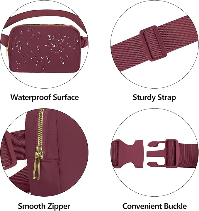 VOROLO Fanny Pack For Women And Men Crossbody Bag Belt Bag with Adjustable Strap Valentines Day Graduation Gifts Wine Red