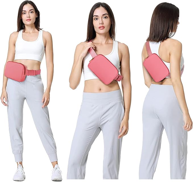 VOROLO Fanny Pack For Women And Men Crossbody Bag Belt Bag with Adjustable Strap Graduation Gifts Deep Pink
