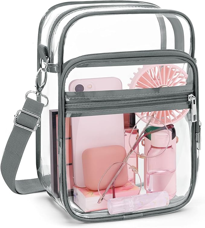 Blvornl Clear Crossbody Bag with Adjustable Shoulder Strap, Stadium Approved PVC Purse Bag, Messenger Bag