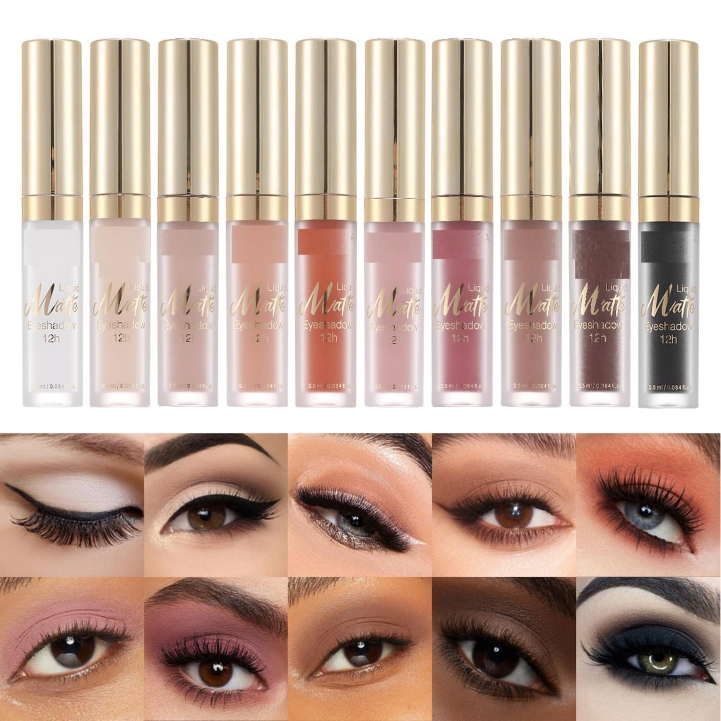 MAEPEOR Matte Liquid Eyeshadow 10 Colors Naked Smooth Creamy Eyeshadow Long Lasting and Waterproof Lightweight Cream Eye Shadow (P04 Banyan)
