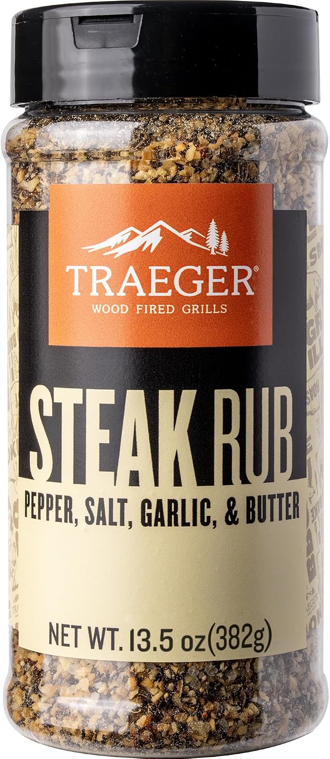 Traeger Grills SPC281 Steak Rub, Premium BBQ Seasoning with Pepper, Salt, Garlic & Butter Flavor, Bold Savory Blend for Steak, Beef, Burgers & Outdoor Grilling