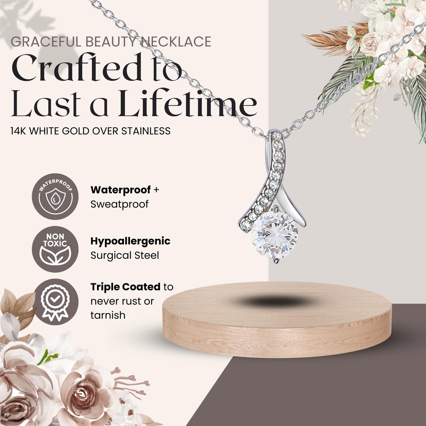 Love You This Much Promise 14k White Gold Necklace for Girlfriend | Romantic Birthday Gift for Girlfriend | Jewelry for Her | Luxury Gift Box with Sleeve (Promise Necklace, 14k White Gold)