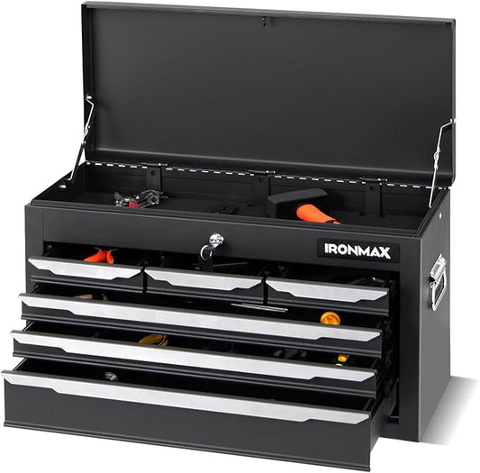 IRONMAX Portable Tool Box, 6 Drawers 24ââ Lockable Tool Storage Organizer Toolbox with Ball-Bearing Slides & Liner, Metal Tool Chest for Warehouse, Garage, Workshop, Household