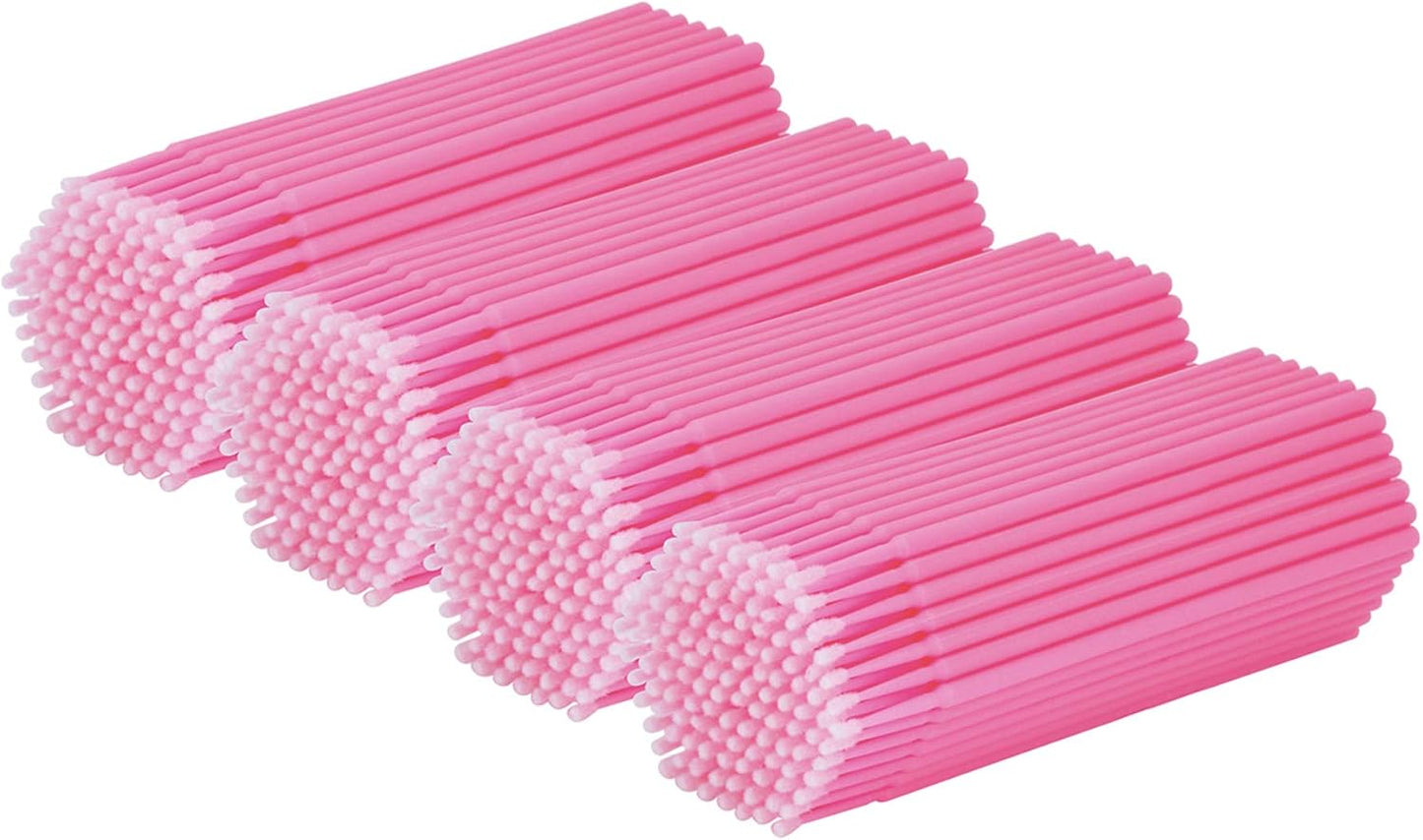 tifanso 400PCS Micro Cotton Swabs, Disposable Eyelash Microswabs for Eyelash Extensions, Lash Brush Applicators Pink(Head Diameter: 2.0mm)