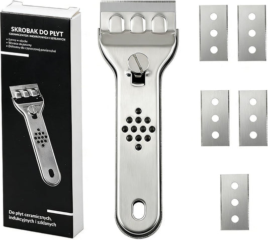 Multifunctional Stainless Steel Cleaning Scraper, Heavy Duty Handheld Scraper Tool with Sharp Blade, Sturdy Cleaning Knife for Removing Stains, Grease, and Adhesives from Kitchen, Stove, and Surfaces