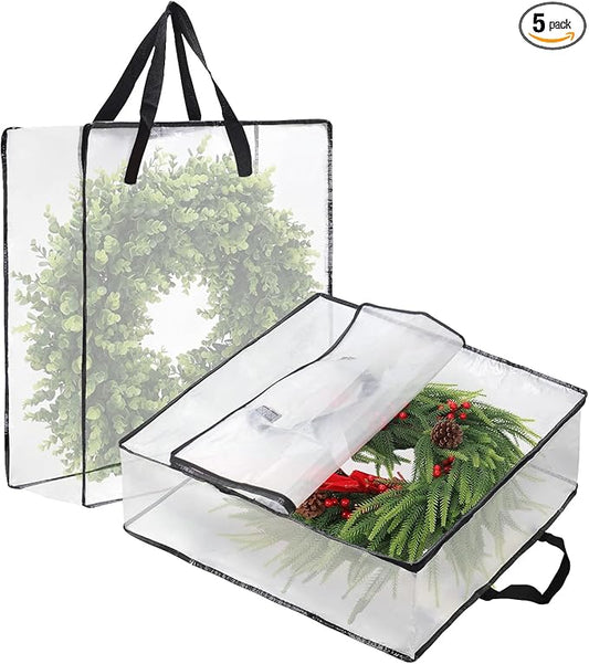 Wreath Storage Bag 2-Pack, 26 Inches 95 L Wreath Storage Container for Home Storage, Storage Bag for Spring Summer Christmas Wreath Decorations or Clothing Blanket Comforters Bed Sheets Pillows