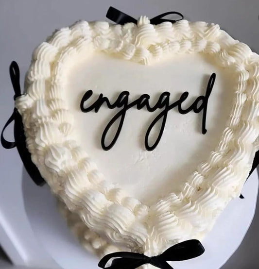 Black Acrylic Engaged Cake Topper,Engagement Theme Cake Topper, Wedding Anniversary Bridal Shower Bachelorette Party Cake Decorations,Dessert Decor, DIY Cake Decoration