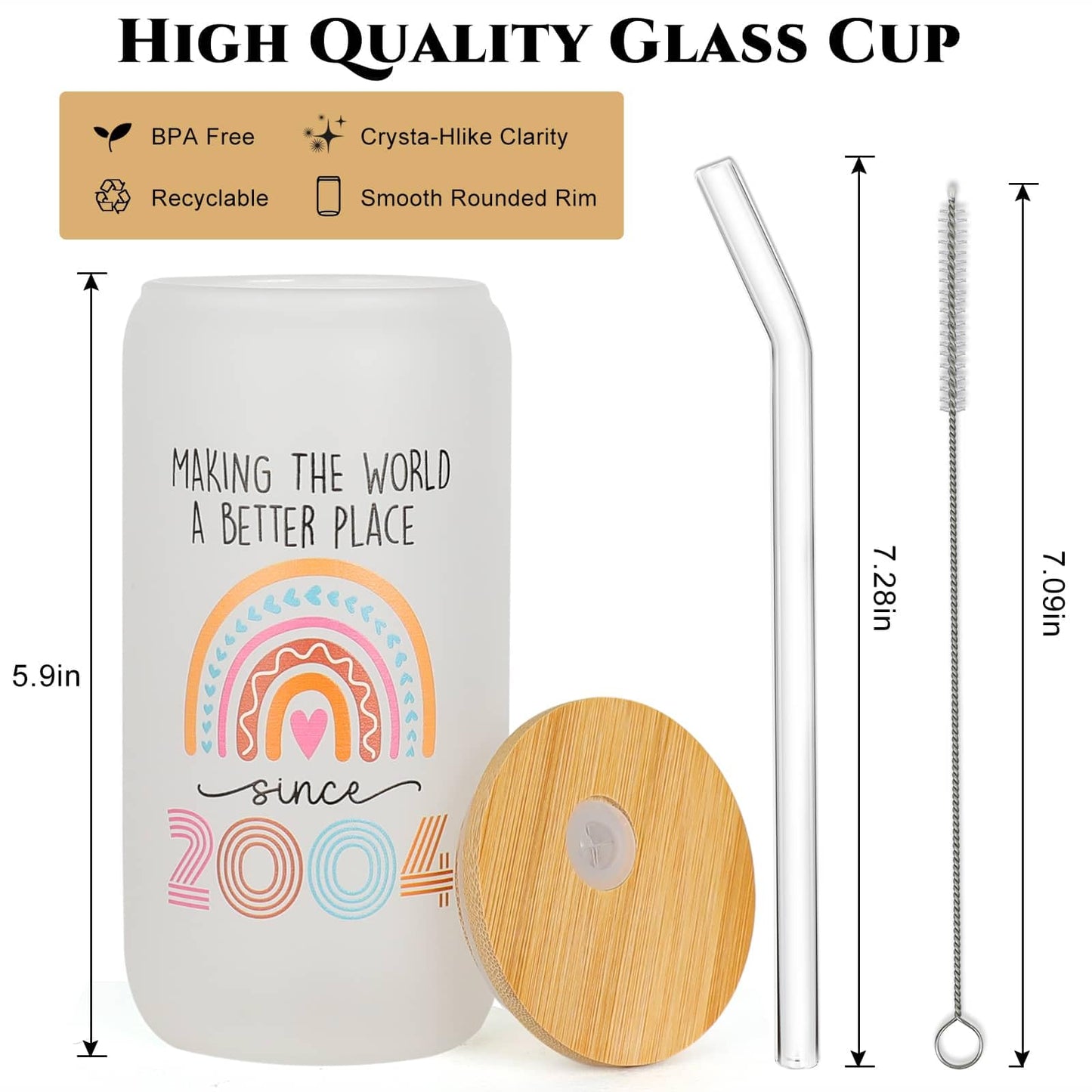 DECZHIYU 21st Birthday Gifts for Her - 2004 21st Birthday Decorations Gifts for Her 21 Year Old Gift Ideas Glass Cup for Women Daughter Sister Turning 21 Bday Present