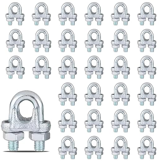 30PCS M5 Heavy Duty Wire Rope Clamps, 3/16-Inch Zinc Plated Wire Cable Clamps for Secure Connections â Boat, Tent, Clothesline, Rigging & More