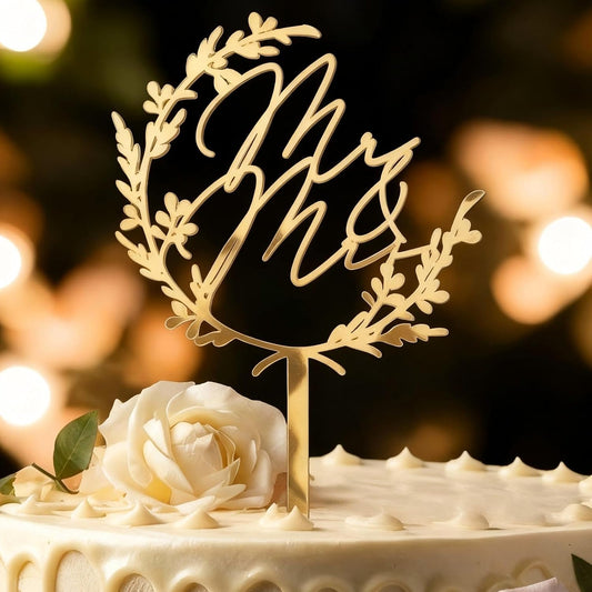 Novabright Mr & Mrs Cake Topper Sparkle Wedding Decor for Wedding Reception, Bridal Shower, Engagement Party Anniversary Supplies(Gold,Acrylic)