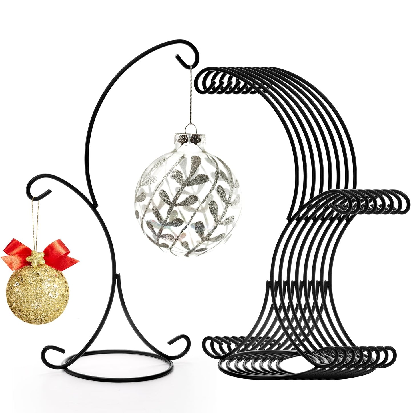 Kingrol 8 Pack Ornament Display Stands, 14" Iron Pothook Stands with Hooks for Hanging Air Plant Holders and Glass Planters, Home Christmas Wedding Party Decor